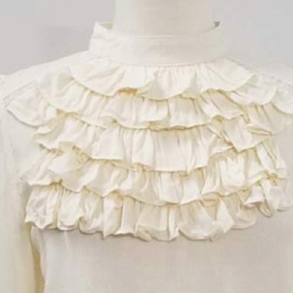 NEW LISTING! Cream Pleated Collar Blouse - Picture 6 of 10